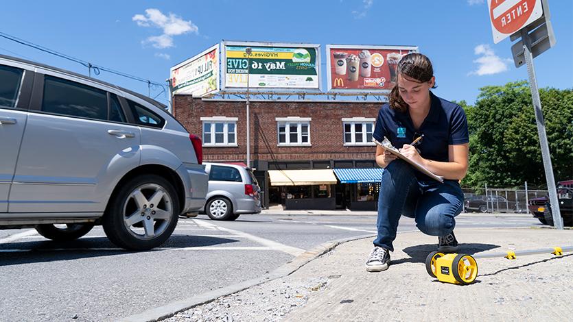 Megan Nickel at work in the City of Poughkeepsie.