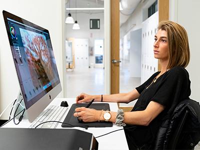 Photo of student working on computer