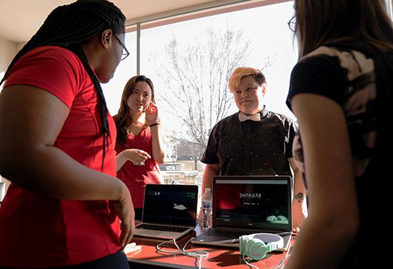 Games students discussing a game