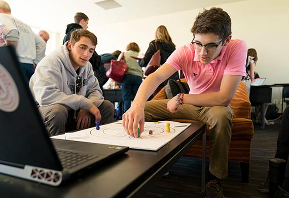 Games students testing a board game design