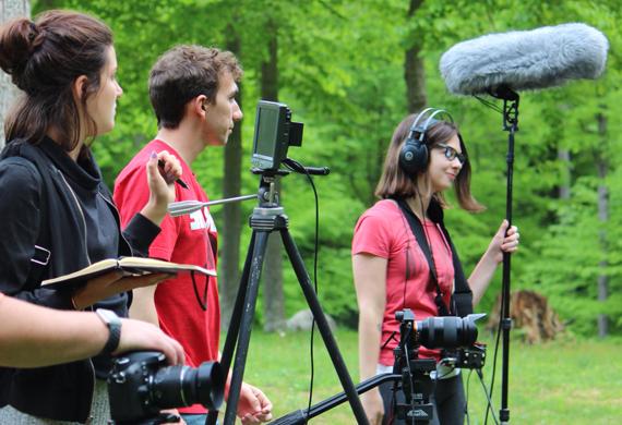 Image of Students working on a remote production.