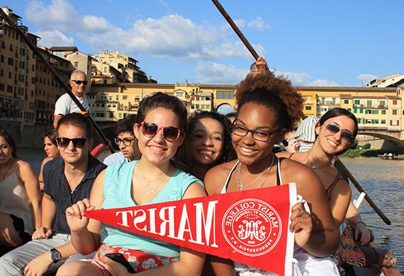 Photo of students in a gondola