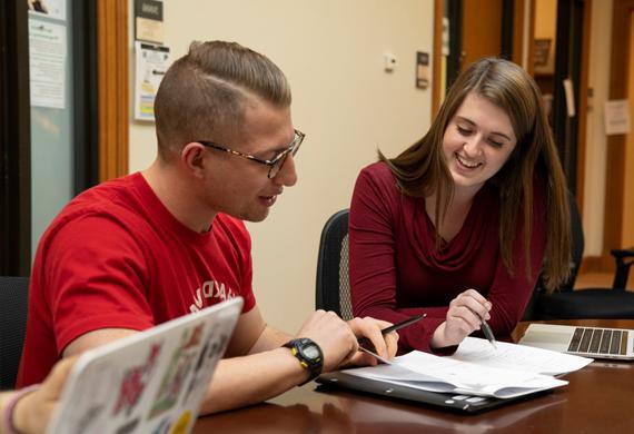 Image of students working together in the mathematics lab.