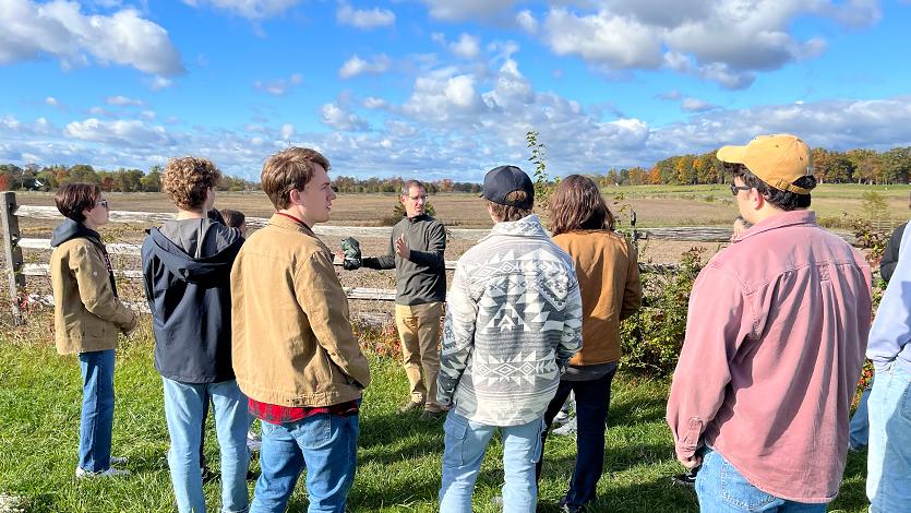 Image of Marshall teaching students in Gettysburg.