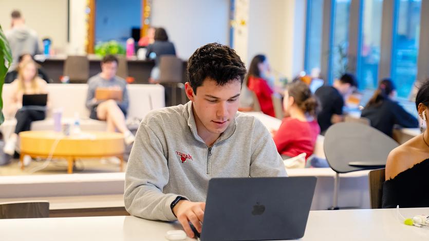 Image of Ethan Solury '26 working at the Marist Poll.