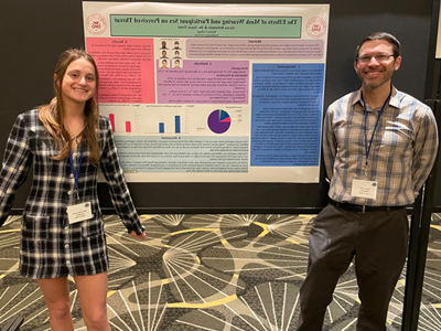 Image of student and faculty member presenting research at the Eastern Psychological Association.