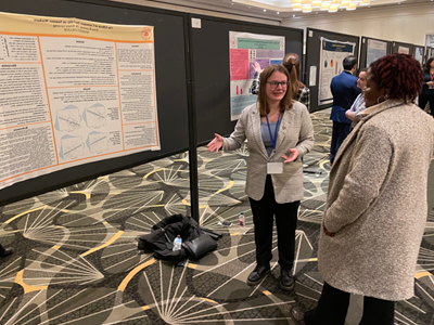 Image of student and faculty member presenting research at the Eastern Psychological Association.